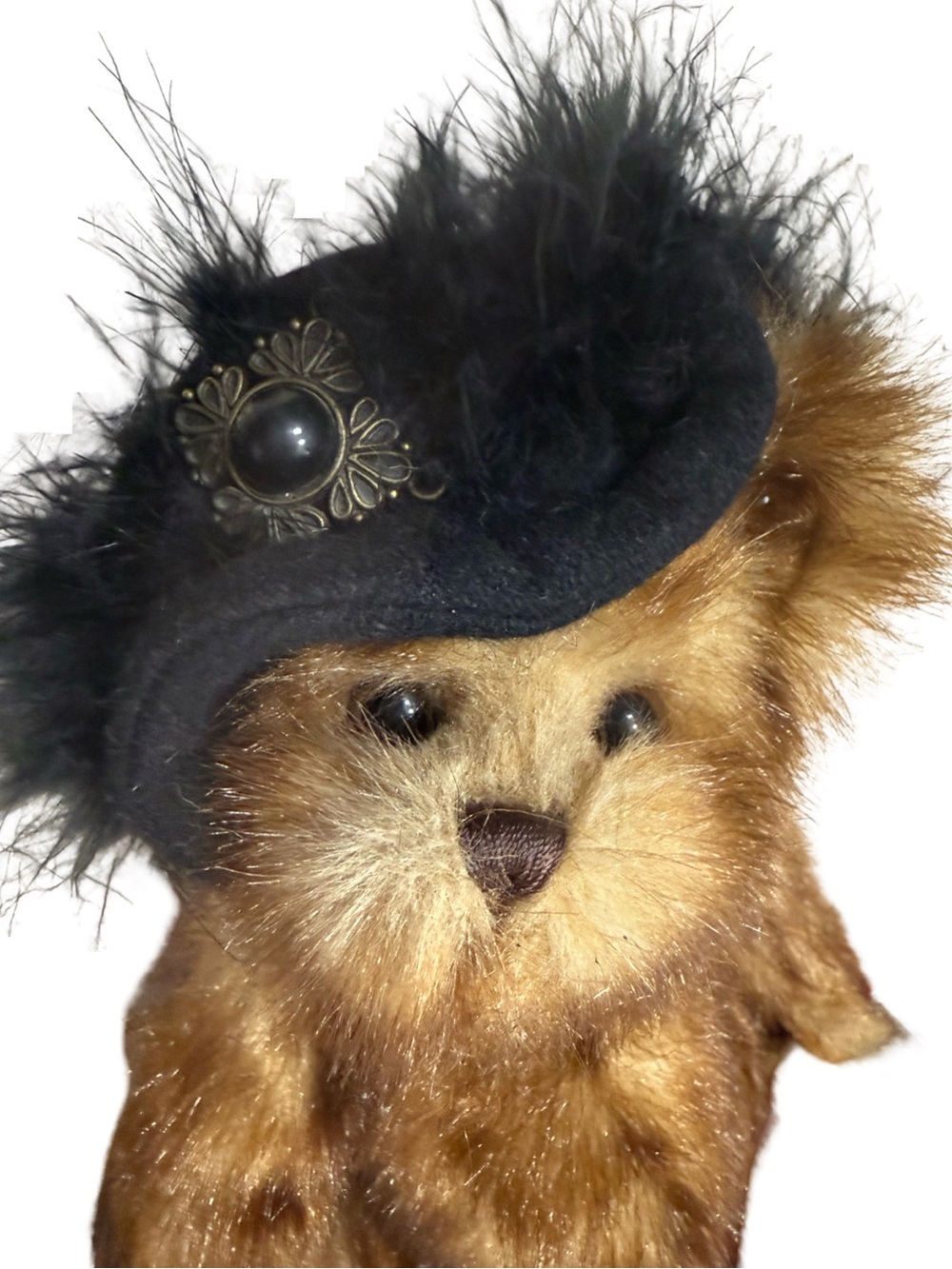 Boyds Bears Bearington Collection Brown Plush Teddy Bear Black Feathered Hat! - Picture 4 of 9